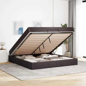 vidaXL Cadru de pat Altele cu depozitare Maro închis 180 x 200 cm țesătură