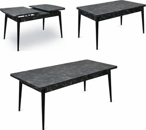 Resigilat:Masa extensibila Dining Homs marmorat negru 170 x 80 cm