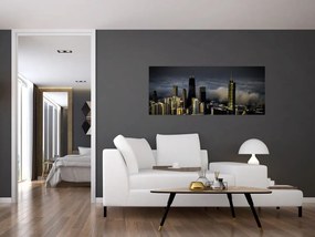 Tablou cu oraș în nori (120x50 cm)