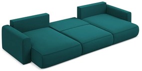 Colțar turcoaz extensibil/cu spațiu de depozitare cu tapițerie din catifea (în formă de "U") Kapua – Makamii