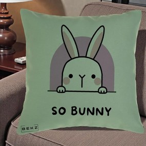 Perna Decorativa So Bunny Kawaii, 40x40 cm, Verde, Husa Detasabila, Perna Inclusa, BEKZ®