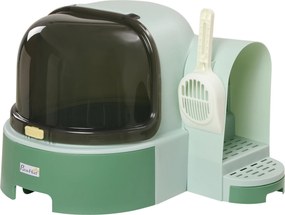 PawHut Litieră pentru Pisici cu Capac, Litieră Închisă cu Tavă Detașabilă și Lopățică Inclusă, 52x60x42 cm, Verde | Aosom Romania