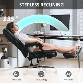 HOMCOM Scaun de birou rabatabil cu suport pentru picioare și capacitate de 120 kg, negru | Aosom Romania