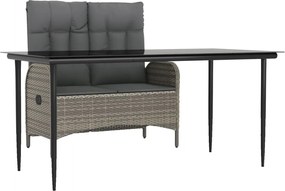 vidaXL Set mobilier de grădină cu perne, 2 piese, gri, poliratan