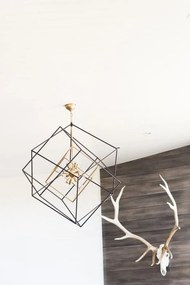 Lustra suspendata LUX design geometric ROUNDOUT alama antichizata, cu 12 surse de lumina