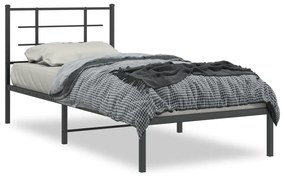 355553 vidaXL Cadru de pat metalic cu tăblie, negru, 90x190 cm