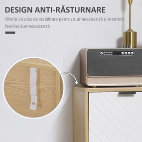 Dulap Modern HOMCOM cu Rafturi Reglabile, Design Anti-Inclinare, Mult Spațiu de Depozitare, PAL, Natural și Alb, 77x35x77,5cm | Aosom Romania