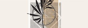 Tablou - Abstracție cu frunze tropicale N⁰1 (cu ceas) (90x30 cm)
