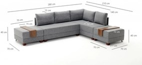 Coltar Extensibil Fly Corner Sofa Bed Right, Gri
