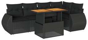 3327261 vidaXL Set mobilier de grădină cu perne, 6 piese, negru, poliratan