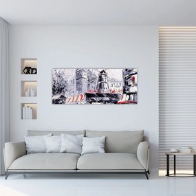 Tablou - Strada din Paris, pictură în ulei (120x50 cm)