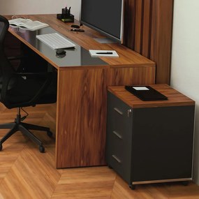 Comoda pe roti Oscar 3 sertare nuc - carbon 40x48x63cm
