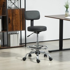 HOMCOM Scaun Rotativ la 360° și Reglabil pe Înălțime cu Suport pentru Picioare, 52x52x78-92 cm, Negru | Aosom Romania