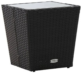 vidaXL Masă de ceai negru 41,5x41,5x43 cm poliratan sticlă securizată