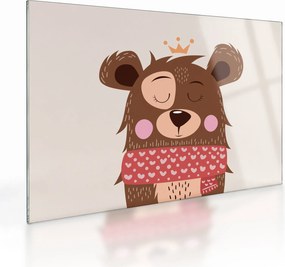 Tablou pe sticlă - Teddy ursuleț cu eșarfă roșie (70x50 cm)
