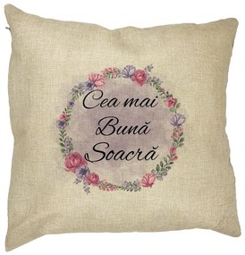 Perna Decorativa pentru Soacra 1, 40x40 cm, Husa Detasabila, Burduf