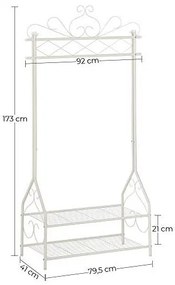 Suport pentru umerase, Songmics, Crem, HSR07W, 92 x 41 x 173 cm