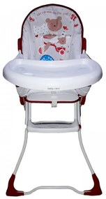 Scaun de masa pentru copii si bebe Baby Care™ CH ,Pliabil, Centura de siguranta, Sezut comfortabil, Masuta detasabila, Model Ursulet , Rosu cu Alb