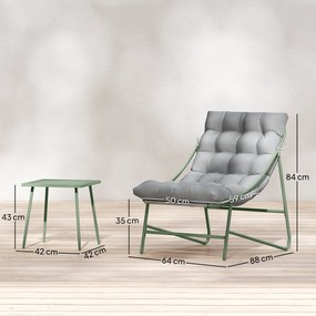 Outsunny Set de grădină 3 piese cu 2 scaune lounge, masă de cafea și perne pentru exterior terasă balcon gri deschis | Aosom Romania