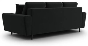 Canapea neagră extensibilă, cu spațiu de depozitare cu tapițerie din catifea 235 cm Kyoto – Cosmopolitan Design