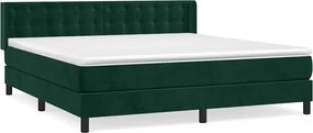 vidaXL Pat box spring cu saltea, verde închis, 180x200 cm, catifea