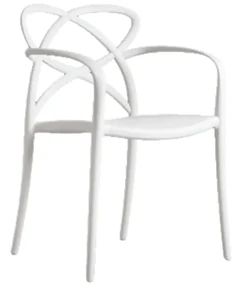 SCAUN CU BRATE INFINITY -POLIPROPILENA-HORECA - ALB
