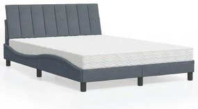 vidaXL Pat cu saltea, gri închis, 140x200 cm, catifea