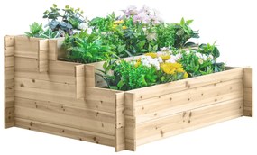 Outsunny Jardinieră Lemn 3 Nivele, Caseta de Flori pentru Grădinărit, 120x100x54cm, Design Rustic, Lemn Natural | Aosom Romania