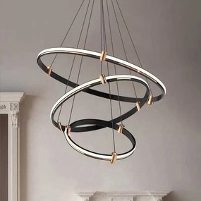 Lustra LED 3736-4+6+8 BK – 115W, Design Modern, cu Telecomandă și Lumină Reglabilă