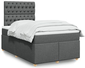 vidaXL Pat box spring cu saltea, gri închis, 120x190 cm, textil