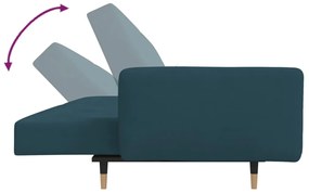 Canapea extensibila cu 2 locuri, cu taburet, albastru, catifea Albastru, Cu suport de picioare