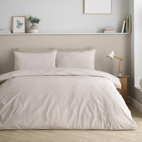 Lenjerie de pat bej pentru pat dublu/extinsă cu 3 piese 230x220 cm Epping Textured Stripe – Catherine Lansfield