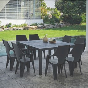 Masă dublă de grădină Julie din plastic, grafit