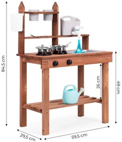 Bucătărie pentru copii din lemn de brad + accesorii