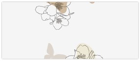 Tablou - Flori bej cu fluture N⁰2 (120x50 cm)