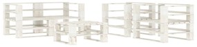 Set mobilier de gradina din paleti, alb, 5 piese, lemn Alb, 1