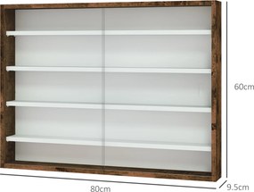 HOMCOM Dulap Vitrină de Perete cu 2 Uși din Sticlă și 4 Rafturi Reglabile | Aosom Romania