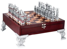 Joc de sah argint si lemn Royal