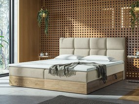 Pat matrimonial Boxspring 140 cm Bolondra (stejar craft auriu + soro 21). 1051072