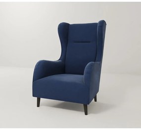 Fotoliu wing albastru cu tapițerie din catifea Carole – Ropez