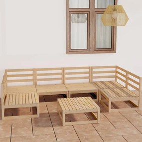 Set mobilier de gradina, 7 piese, lemn masiv de pin Maro, 1, nu