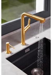 Baterie de chiuvetă cu cap de duș extractibil KFA Armatura 6623-220-31 DUERO DESIGN auriu