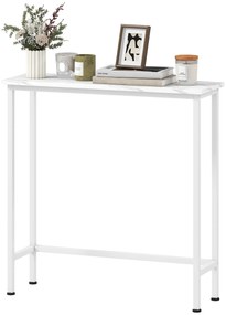 HOMCOM Masă consolă de hol cu piciorușe reglabile, protecție la răsturnare 75 x 24 x 76 cm pentru spații mici Alb | Aosom Romania