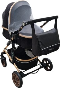 Carucior nou nascuti 2 in 1 Baby Care™ PRO 531, Cu geanta bebe, Cadru Aluminiu Gold , Amortizoare, Roti din cauciuc plin AVE, Spatar reglabil 3