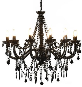 vidaXL Candelabru cu mărgele, negru, 12 becuri x E14