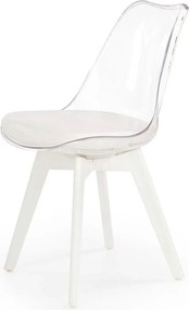 Scaun bucatarie K245, alb/transparent, piele ecologica/policarbonat, 4