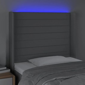 Tablie de pat cu LED, gri deschis, 93x16x118 128 cm, textil 1, Gri deschis, 93 x 16 x 118 128 cm