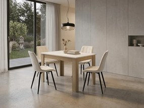 Scaun de masa SPLIT VELVET cu picioare negre, bej deschis