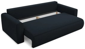 Canapea albastru-închis extensibilă/cu spațiu de depozitare cu tapițerie din catifea 238 cm Kapua – Makamii