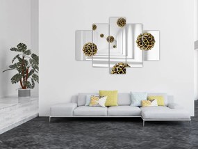 Tablou abstract cu mingi de fotbal (150x105 cm)